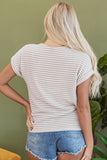 Khaki Stripe Buttoned Front Top