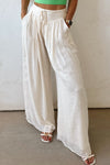 Tied Waist Pleated Wide Leg Pants