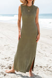 Olive Knit Sleeveless Maxi Dress