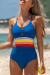 Color Block Crisscross One Piece Swimwear