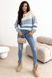 Blue Open Stitch Puff Sleeve Sweater