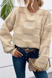 Checkered Sherpa Crew Neck Sweater