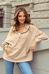 Nude Half Zipper Oversized Hoodie