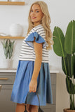 Stripe Denim Patchwork Dress