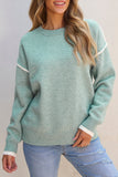 Jade Color Block Crewneck Sweater