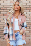 Rose Plaid Corduroy Shacket