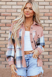 Rose Plaid Corduroy Shacket