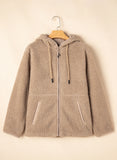 Khaki Fleece Zip Up Hooded Jacket