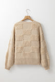 Checkered Sherpa Crew Neck Sweater