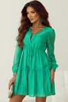 Kelli Green Frilly Puff Sleeve Dress