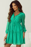 Kelli Green Frilly Puff Sleeve Dress