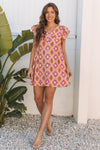 Floral Geometric V Neck Dress