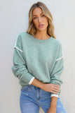 Jade Color Block Crewneck Sweater