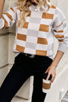 Checkered Ribbed Edge Sweater