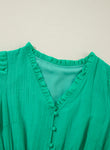 Kelli Green Frilly Puff Sleeve Dress