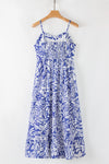 Floral Spaghetti Strap High Waist Maxi Dress