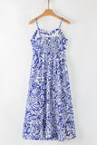 Floral Spaghetti Strap High Waist Maxi Dress