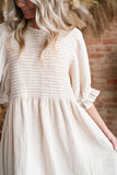 White Ruffled Puff Sleeve Dress