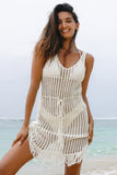 Fringed Edge V Neck Beach Cover Up