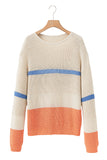 Beige Color Block Drop Shoulder Sweater