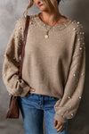 Pearl Detailed Drop Shoulder Sweater