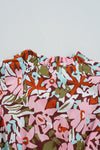 Pink Floral Puff Sleeve Shirred Dress