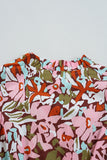 Pink Floral Puff Sleeve Shirred Dress