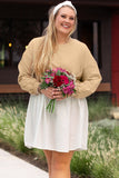 Apricot Color Block Ruffled Dress