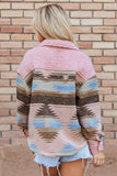 Pink Western Aztec Print Sherpa Jacket