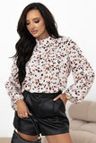 Leopard Print Lantern Sleeve Blouse