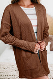 Brown Open Front Cardigan with Pocket