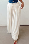 Tied Waist Pleated Wide Leg Pants