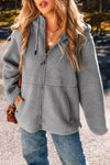 Grey Fleece Zip Up Hooded Jacket