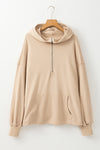 Nude Half Zipper Oversized Hoodie