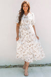 Floral Puff Sleeve Button Front Maxi Dress