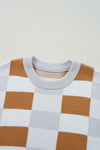 Checkered Ribbed Edge Sweater