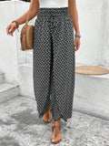 Bohemian Slit Wide Leg Smocked Pants