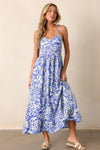 Floral Spaghetti Strap High Waist Maxi Dress