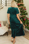 Evergreen Velvet Velvet Tiered Maxi Dress