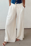 Tied Waist Pleated Wide Leg Pants