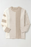 Khaki Knit Color Block Sweater