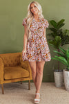 Pink Floral Puff Sleeve Shirred Dress