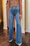 High Waist Raw Seamed Flare Jeans