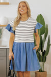 Stripe Denim Patchwork Dress