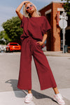 Red DahliaTop & Drawstring Pants Set