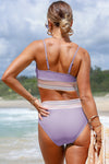 Orchid Striped High Waist Bikini Set