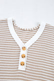 Khaki Stripe Buttoned Front Top