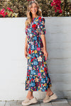 Vintage Floral Print Maxi Dress