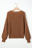 Pearled Drop Shoulder Round Neck Sweater