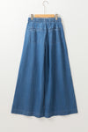 Mineral Wash Button Wide Leg Jeans